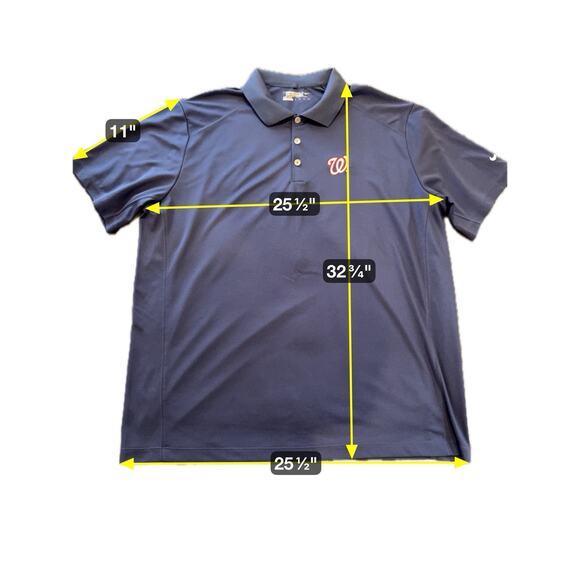 Washington Nationals Polo Shirt Mens XXL Blue Nike Golf Tour Performance Dri-Fit - Picture 3 of 12
